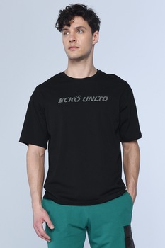 Ecko, Tricou supradimensionat Fleming, Negru/Alb Ecko, Tricou supradimensionat Fleming, Negru/Alb