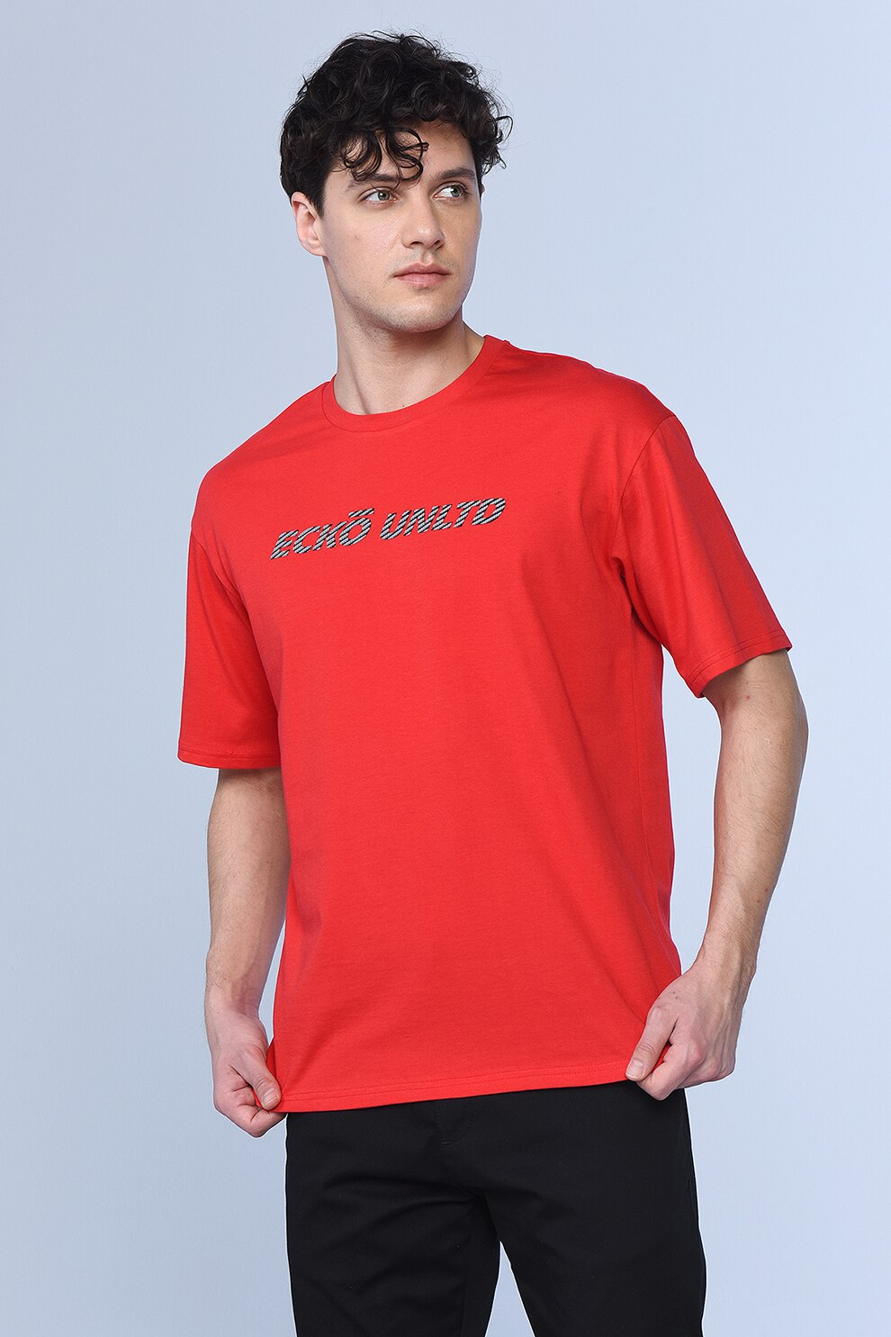 Ecko, Tricou supradimensionat Fleming, Rosu/Negru