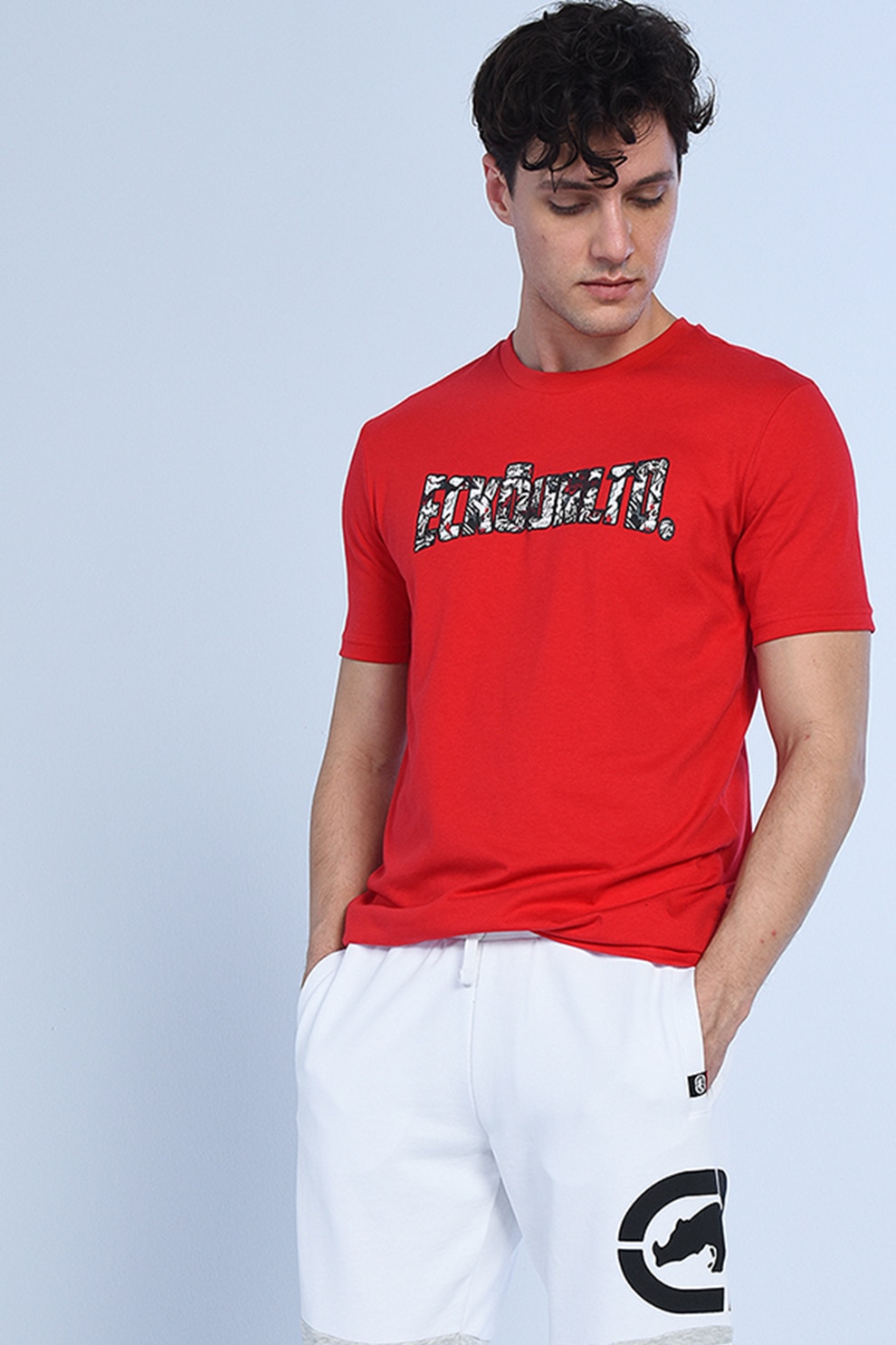 Ecko, Tricou regular fit cu imprimeu logo si grafic Toshi, Rosu