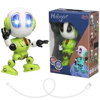 Robot interactiv vorbitor Hoogar, Verde/Alb Robot interactiv vorbitor Hoogar, Verde/Alb