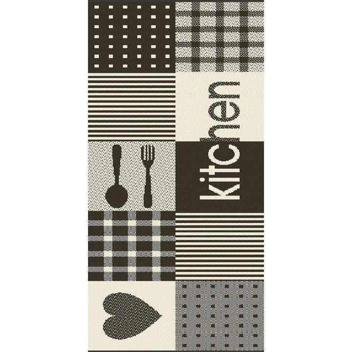Csúszásgátló konyhai szőnyeg, Flex 19053-08, szürke, 75x200 cm