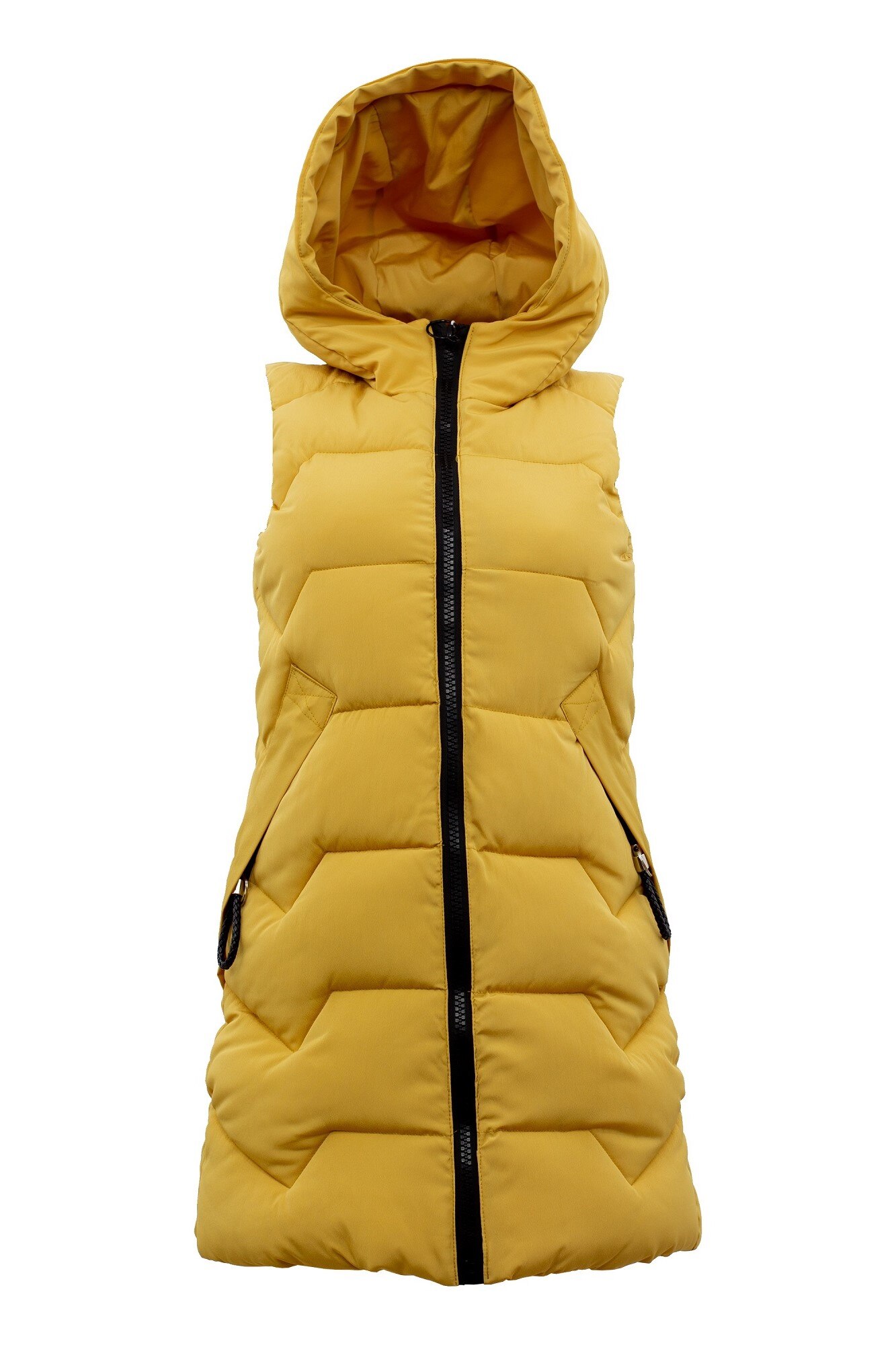 Vesta dama lunga cu gluga, Mustar