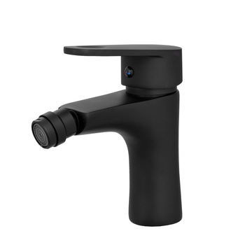 Baterie bideu, pipa fixa, negru mat, monocomanda Baterie bideu, pipa fixa, negru mat, monocomanda