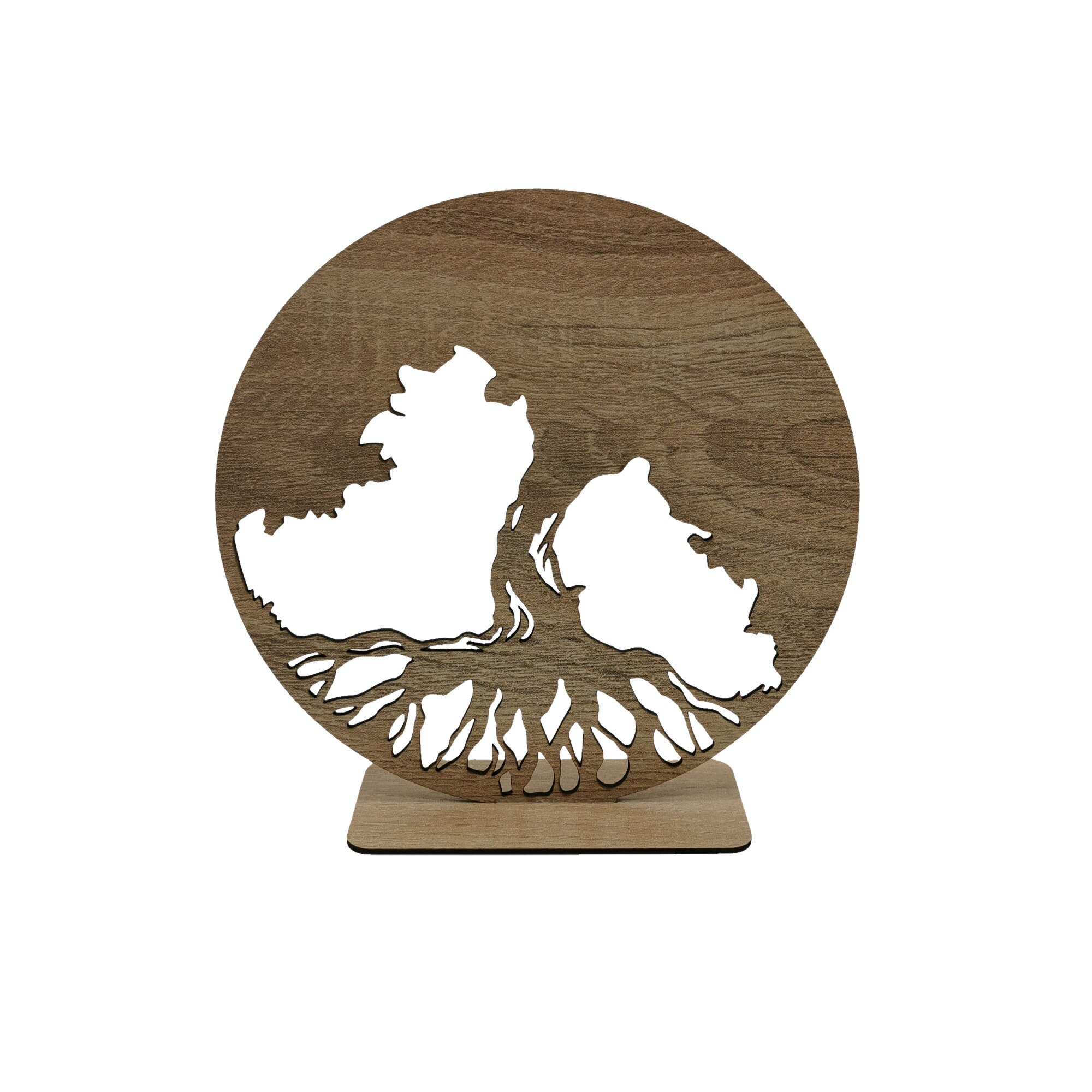 Decoratiune blank Copacul vietii din lemn cu suport, Bardolino, 10 cm