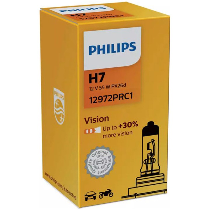 Bec H7 Philips Vision +30% 12V 55W PX26D