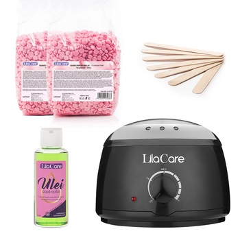 Kit epilare cu ceara granule Rose, cu incalzitor ceara negru Lila Care, 2 x 500 g, 1 x incalzitor ceara, 1 x ulei dupa epilare, 1 x set 10 spatule Kit epilare cu ceara granule Rose, cu incalzitor ceara negru Lila Care, 2 x 500 g, 1 x incalzitor ceara, 1 x ulei dupa epilare, 1 x set 10 spatule