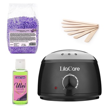 Kit epilare cu incalzitor negru cu ceara granule Lavanda 500 g Kit epilare cu incalzitor negru cu ceara granule Lavanda 500 g