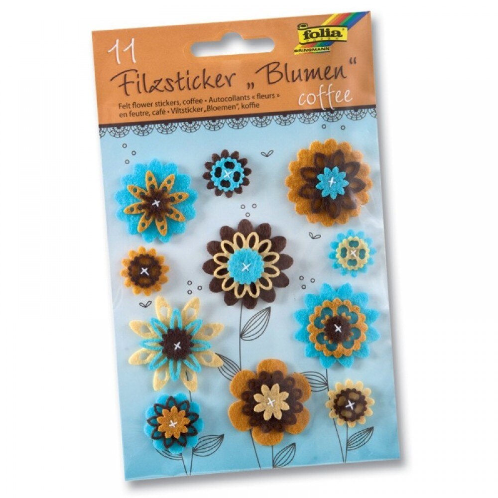 Set stickere flori autoadezive din pasla, 11 bucati Coffee Folia