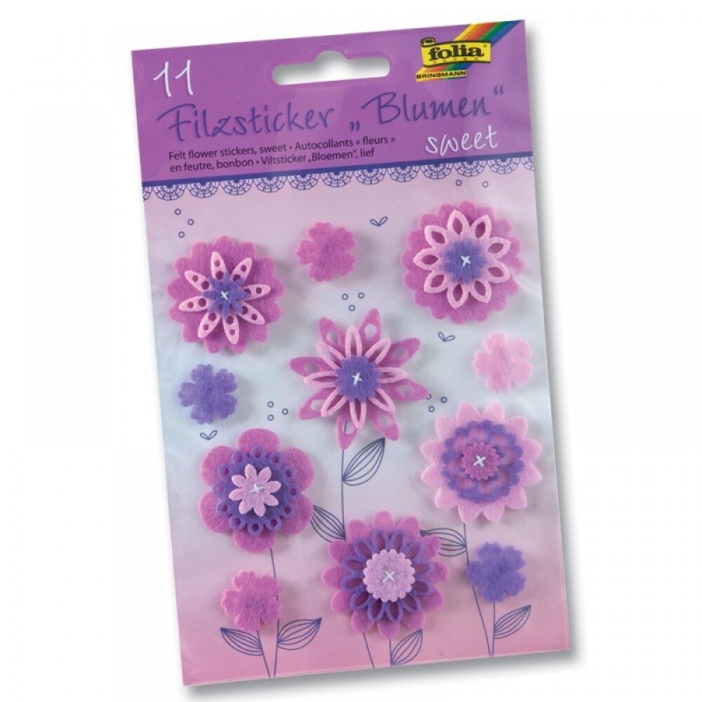 Set 11 stickere flori autoadezive din pasla, Sweet Folia