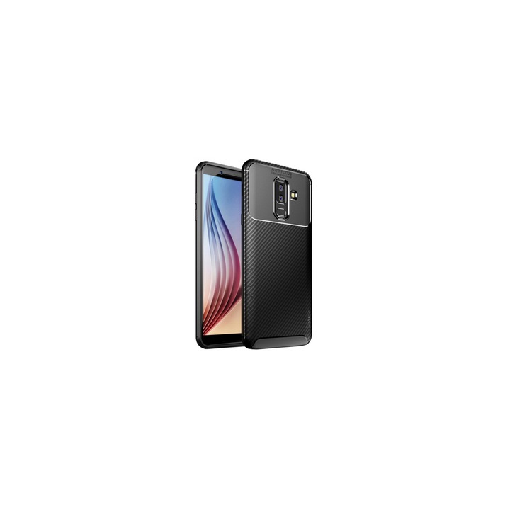 Ipaky telefonvédő gumi/szilikon tok Samsung Galaxy A6+ (2018) SM-A605F készülékhez, fekete