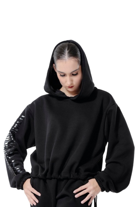 Hanorac cu imprimeu pe maneca, NPHD, Negru, Negru