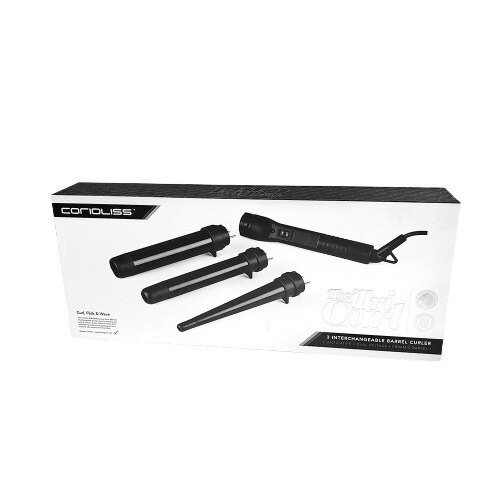 Ondulator de par Tri Curl, Corioliss, 210 C, material invelis ceramica, 3 capete, negru