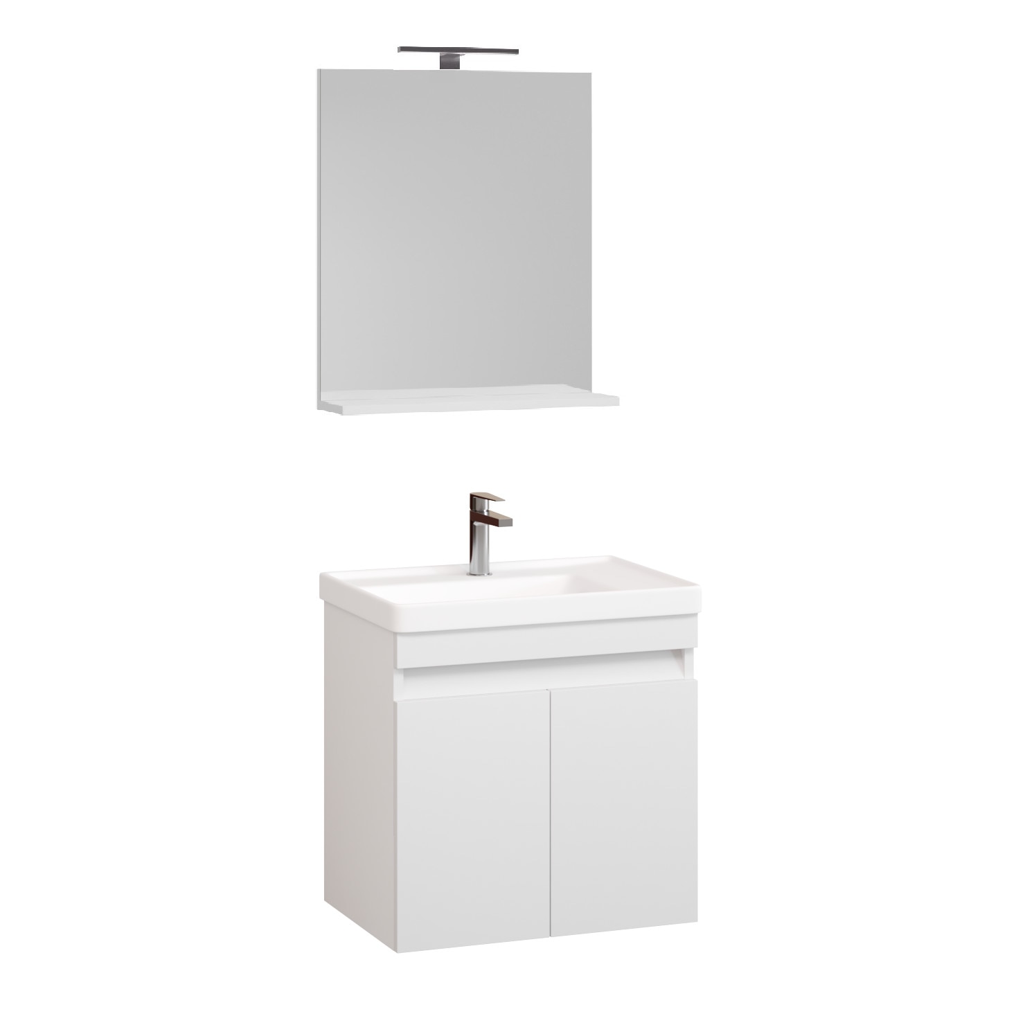 Set baza cu lavoar si oglinda , seria 286 suspendat , 60cm , Badenmob , alb