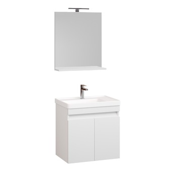 Set baza cu lavoar si oglinda , seria 286 suspendat , 60cm , Badenmob , alb Set baza cu lavoar si oglinda , seria 286 suspendat , 60cm , Badenmob , alb