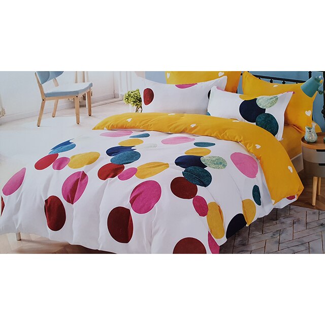 Lenjerie de pat, 6 piese, 2 persoane, Pucioasa, model buline, bumbac, multicolor