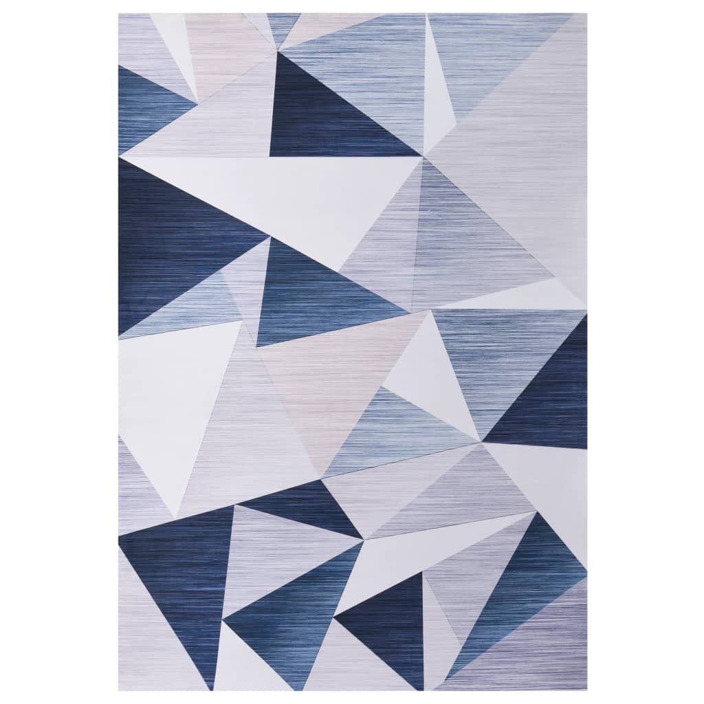 Covor camera copii, motiv triunghiuri, vidaXL, Textil, 80 x 150 cm, 140 g / m², Gri/Alb