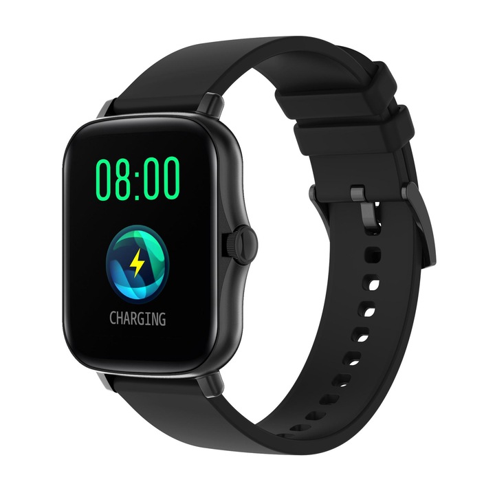 IdealStore Y20 SquareStyle Okosóra, Vízálló, 1,7" HD érintőképernyő, Android/iOS kompatibilitás, Bluetooth, WhatsApp/Facebook értesítések, Adat szinkronizálás, Sport mód, Lépésszámláló, Pulzusmérő, Fekete