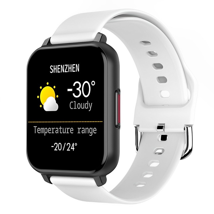 Ceas Smartwatch idealSTORE Trend 82, Display TFT de 1.55 inch cu margini curbate, Monitorizeaza ritmul cardiac, Tensiunea arteriala, Oxigenul din sange, Somnul, Caloriile arse, Alb