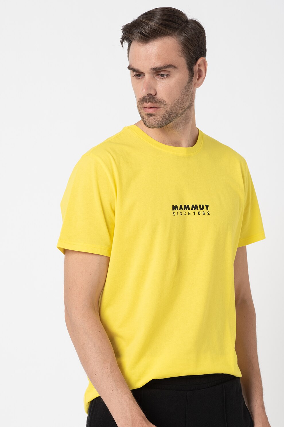 Mammut, Tricou din amestec de bumbac organic cu logo, pentru drumetii, Galben