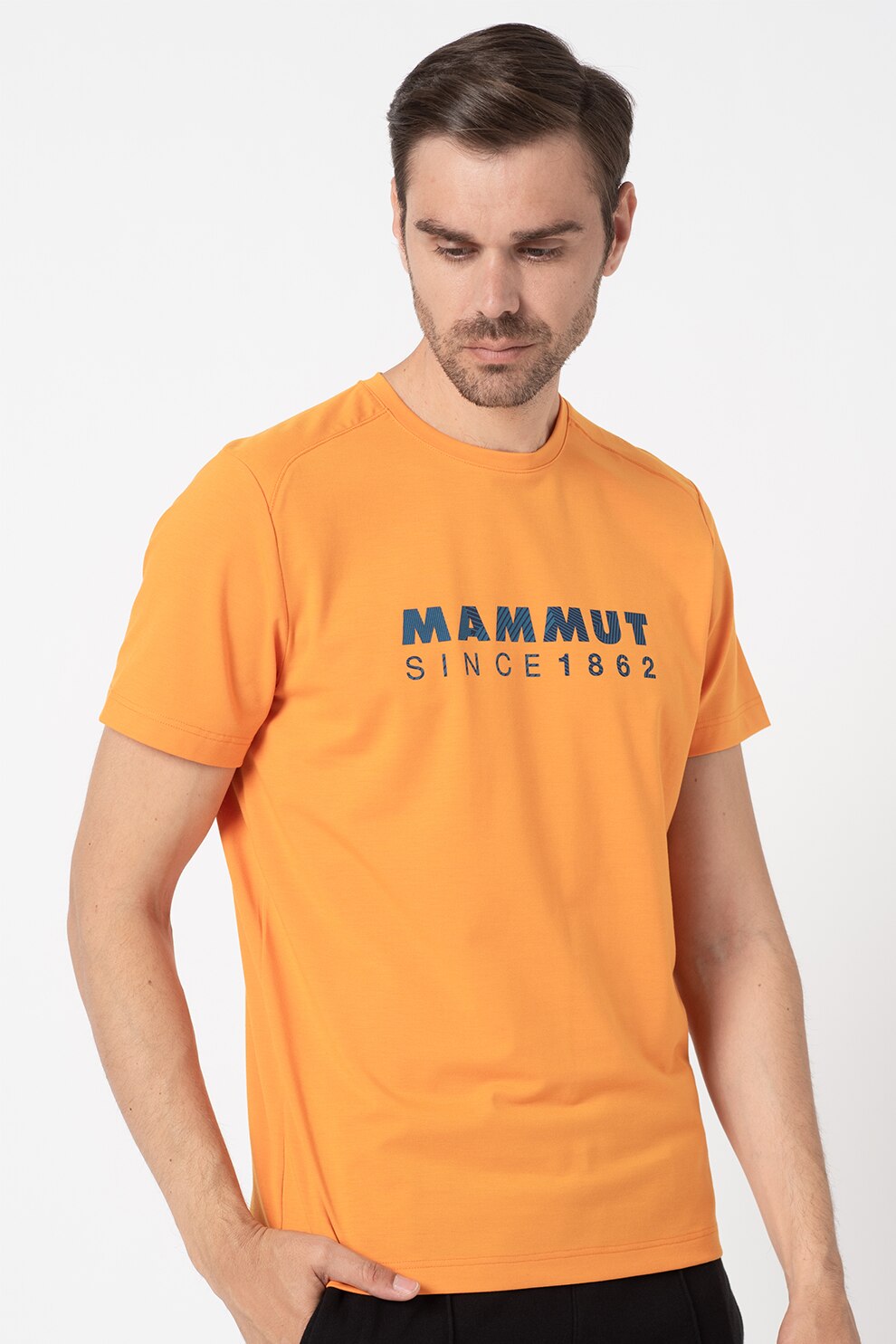 Mammut, Tricou regular fit cu imprimeu logo pentru drumetii Trovat, oranj, albastru petrol
