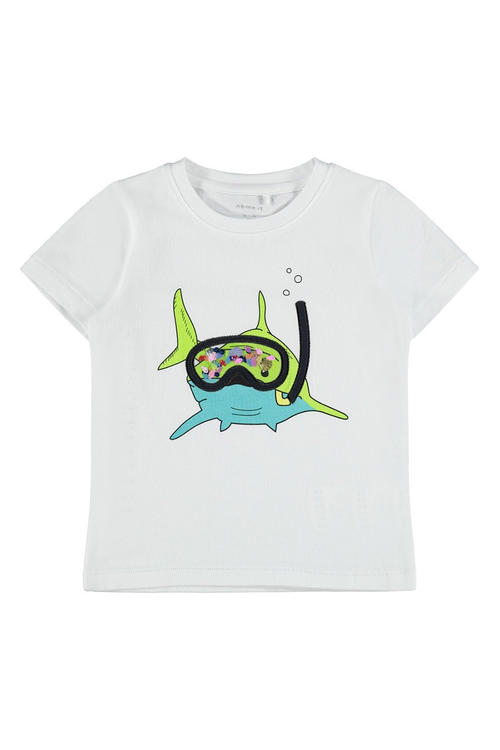 NAME IT, Tricou din amestec de bumbac organic cu imprimeu grafic, Alb