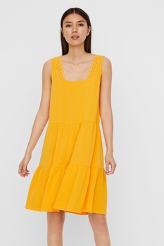 Vero Moda, Rochie mini cu croiala in A, Galben sofran Vero Moda, Rochie mini cu croiala in A, Galben sofran