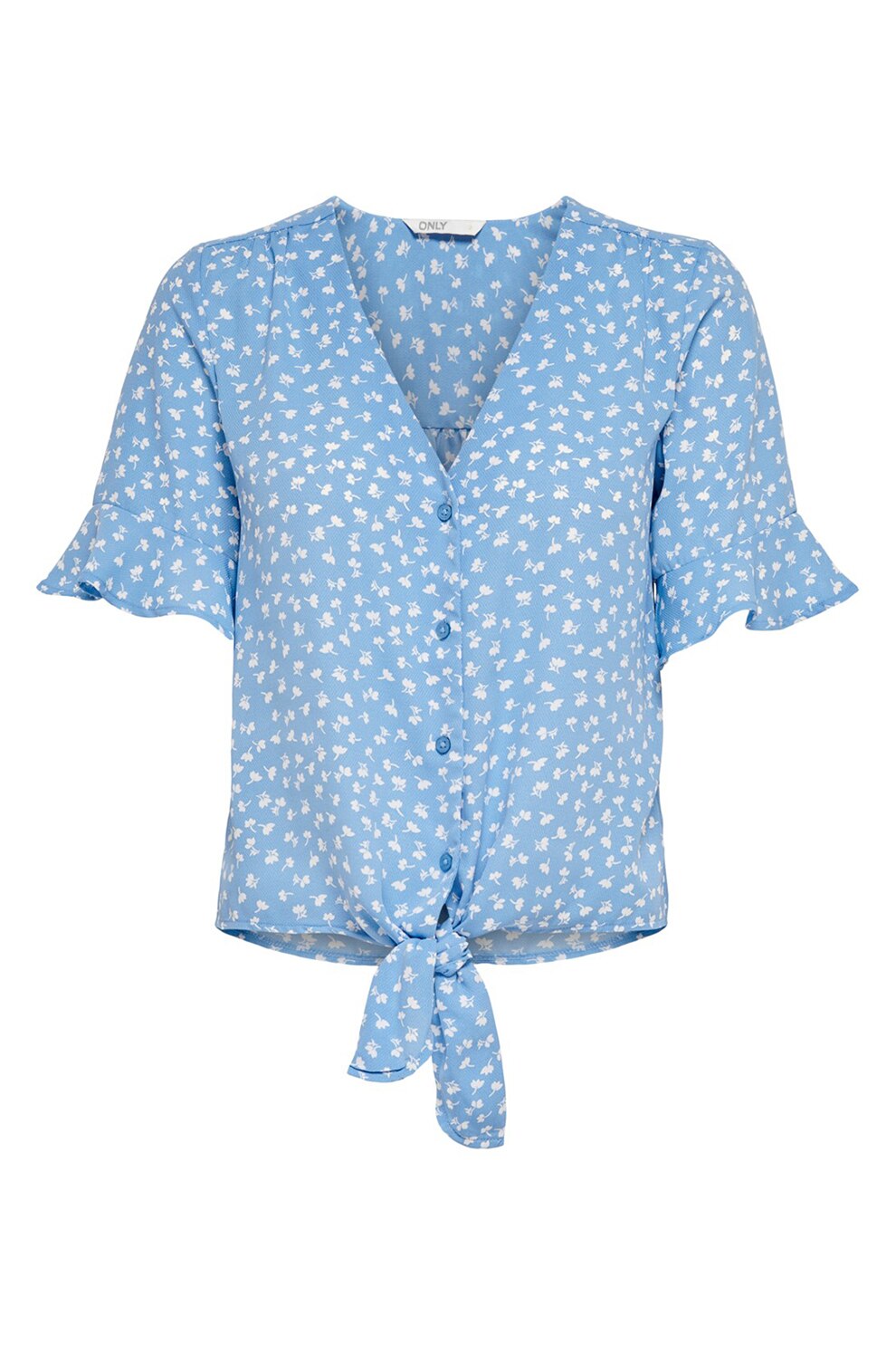 Only, Camasa cu maneci scurte si cordon in partea din fata Monzoom, Albastru azur