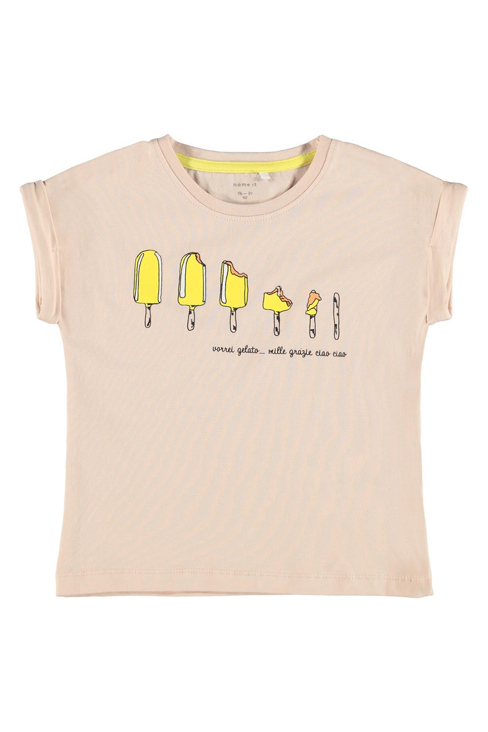 NAME IT, Tricou din amestec de bumbac organic cu imprimeu, Roz piersica