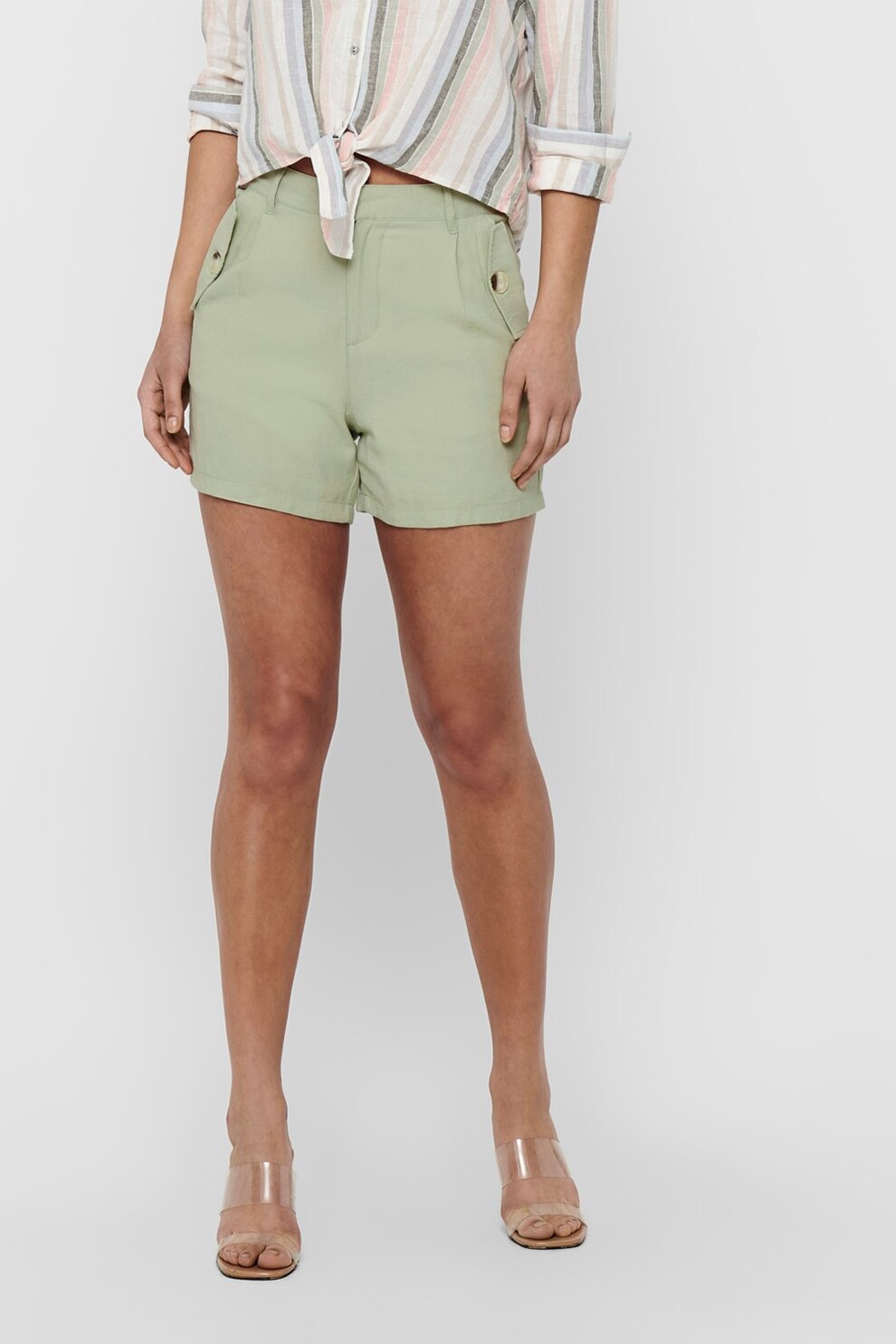 Only, Pantaloni scurti cu buzunare laterale, Verde pal
