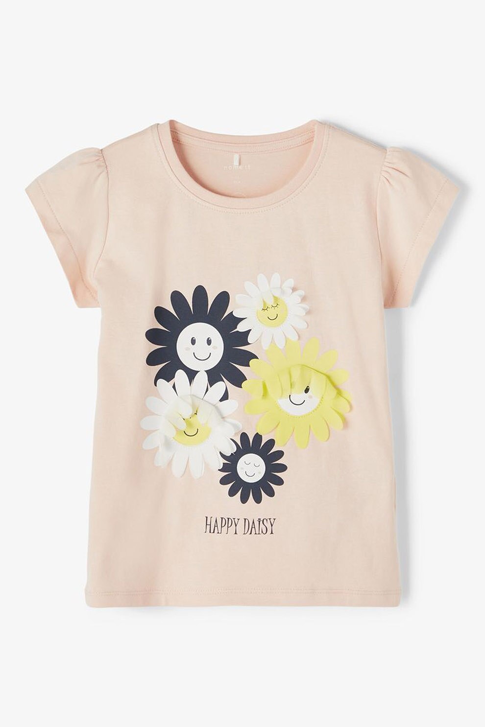 NAME IT, Tricou din amestec de bumbac organic Happy, Piersica