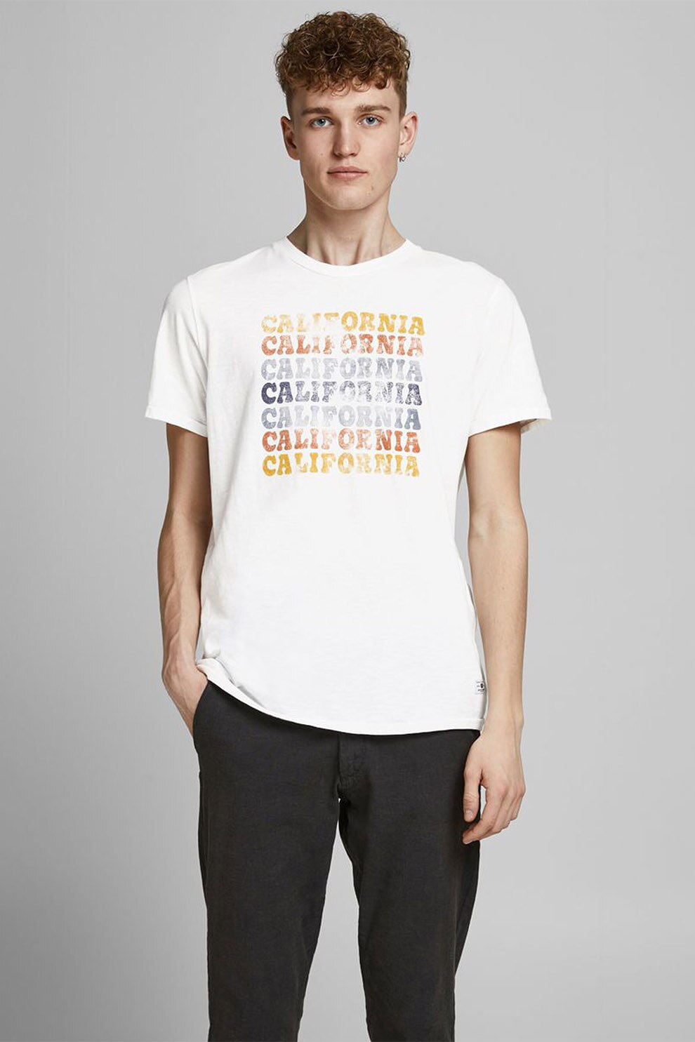 Jack&Jones, Tricou regular fit cu imprimeu, Alb