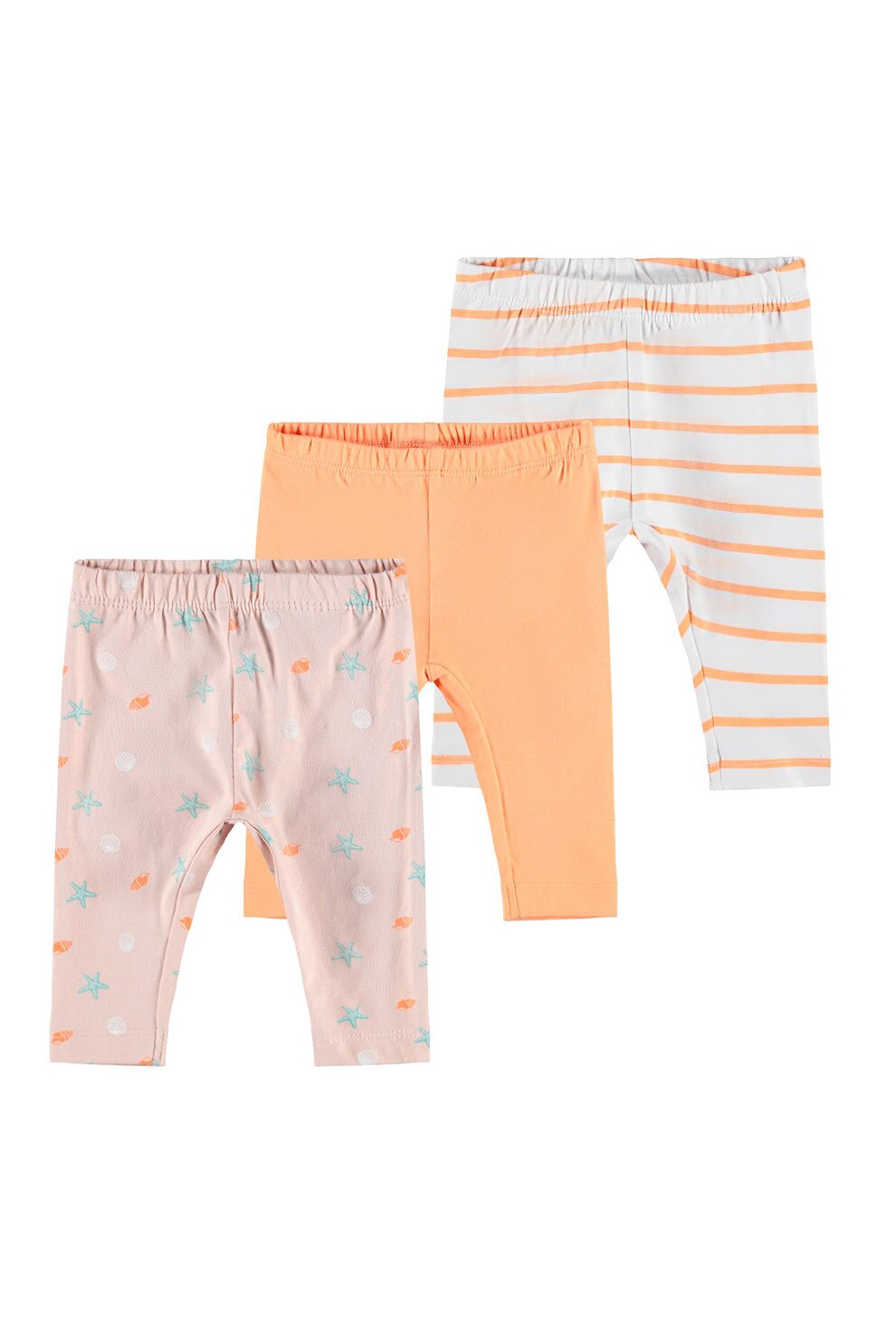 NAME IT, Set de pijamale din bumbac organic, 3 piese, fete, Oranj pal/gri deschis, Oranj pal/gri deschis, 68 CM