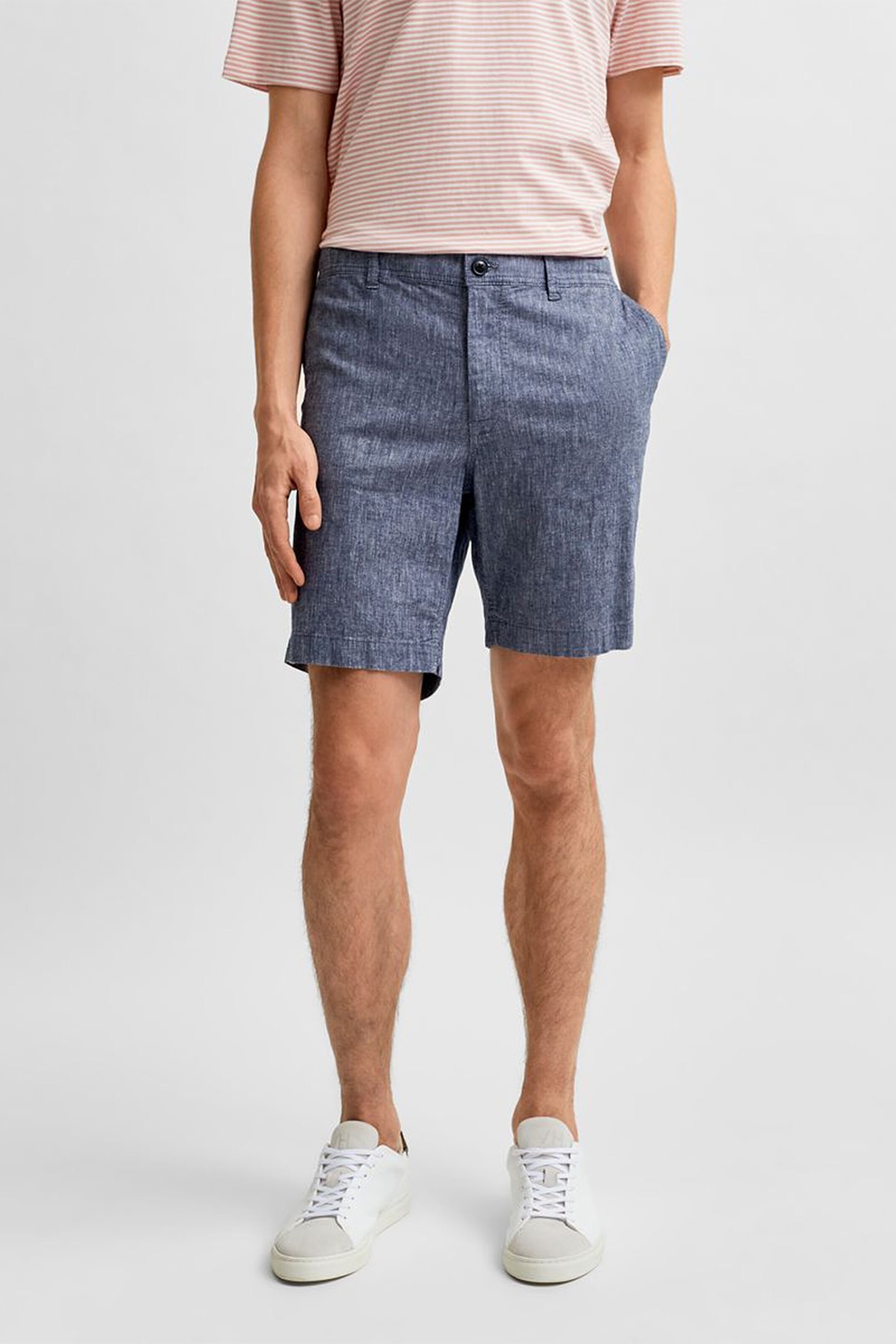Selected Homme, Bermude din amestec de in, Albastru melange