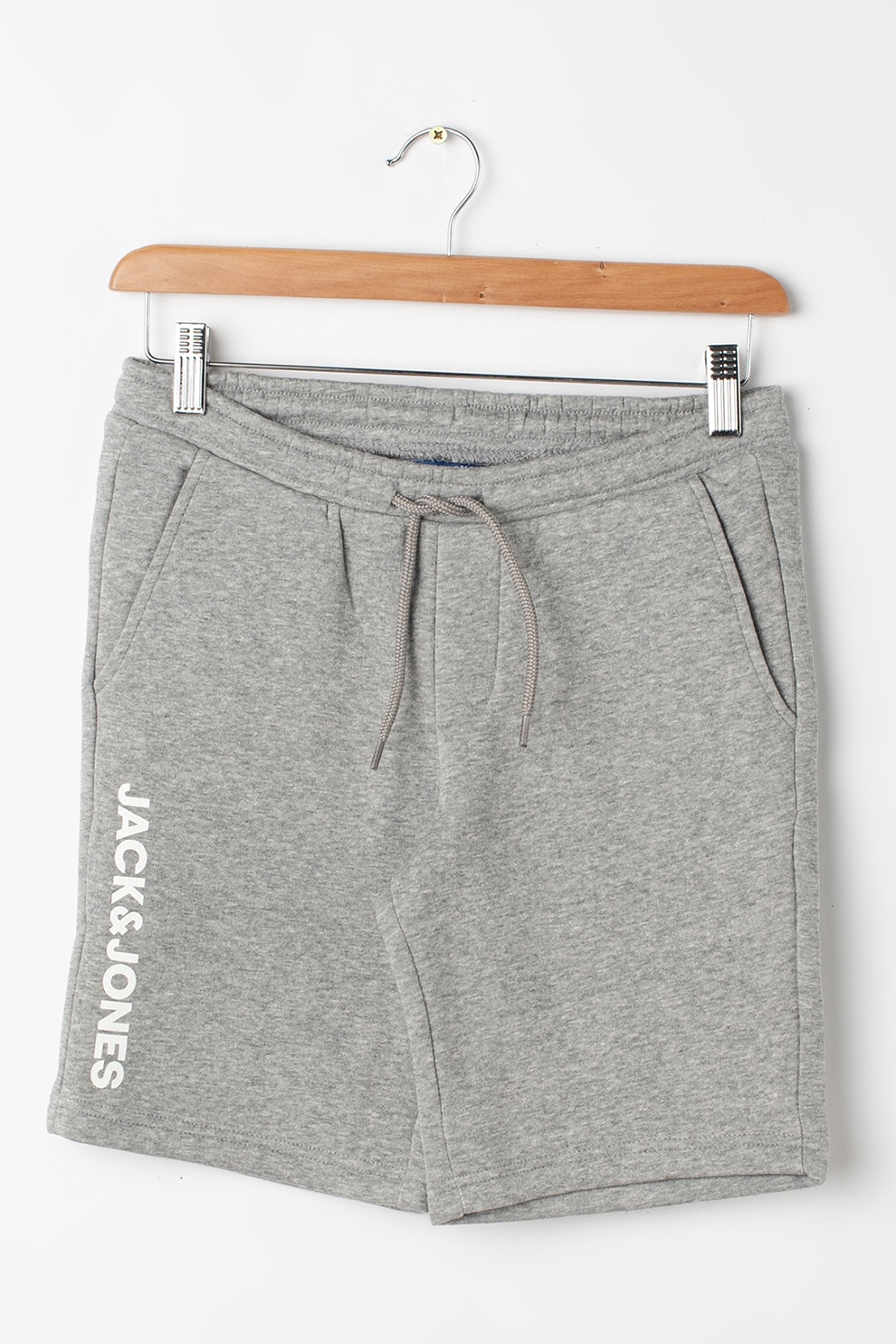 Jack&Jones, Bermude scurte cu snur de ajustare Side, Gri melange