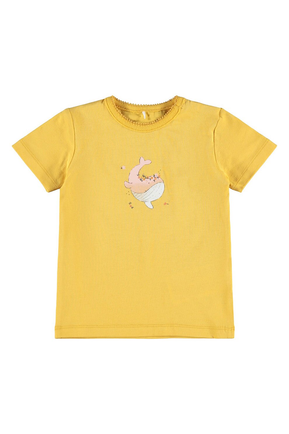 NAME IT, Tricou din amestec de bumbac organic cu imprimeu, Galben sofran