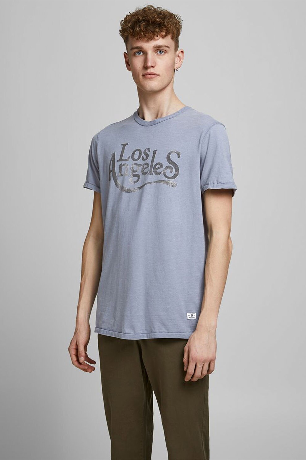 Jack&Jones, Tricou regular fit cu imprimeu, Albastru lavanda