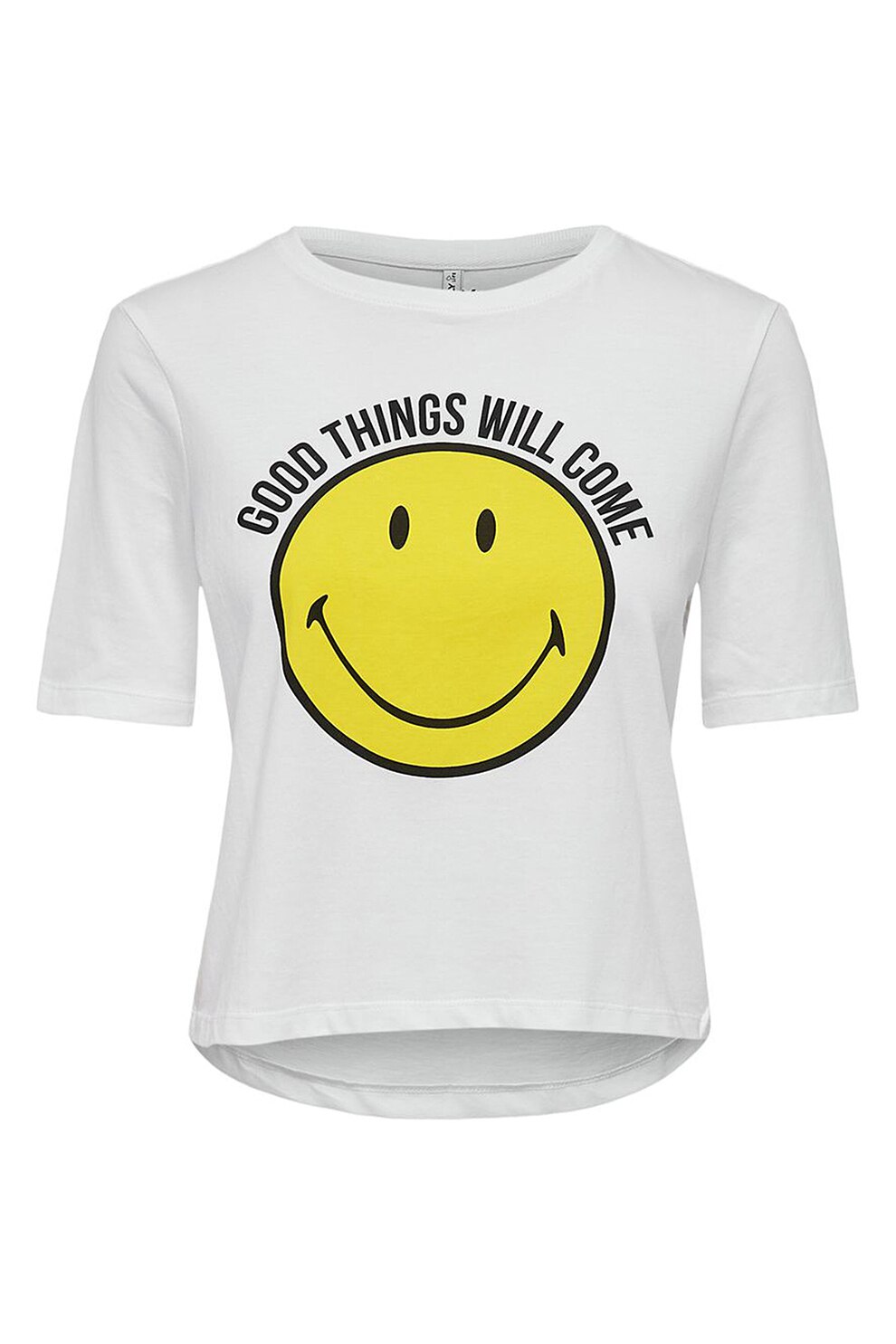 Only, Tricou de bumbac organic cu imprimeu, Alb/Galben