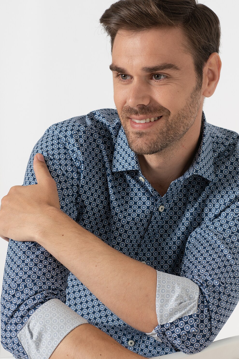 Jack&Jones, Camasa cu imprimeu grafic Blaroyal, Bleumarin, S