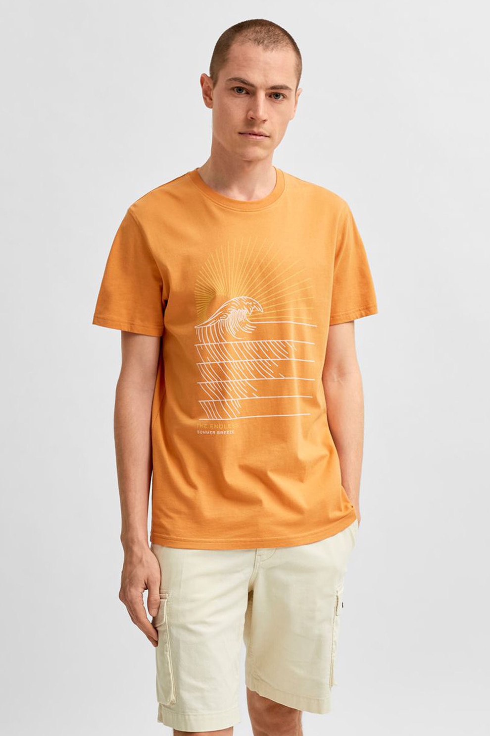 Selected Homme, Tricou regular fit de bumbac organic, Oranj