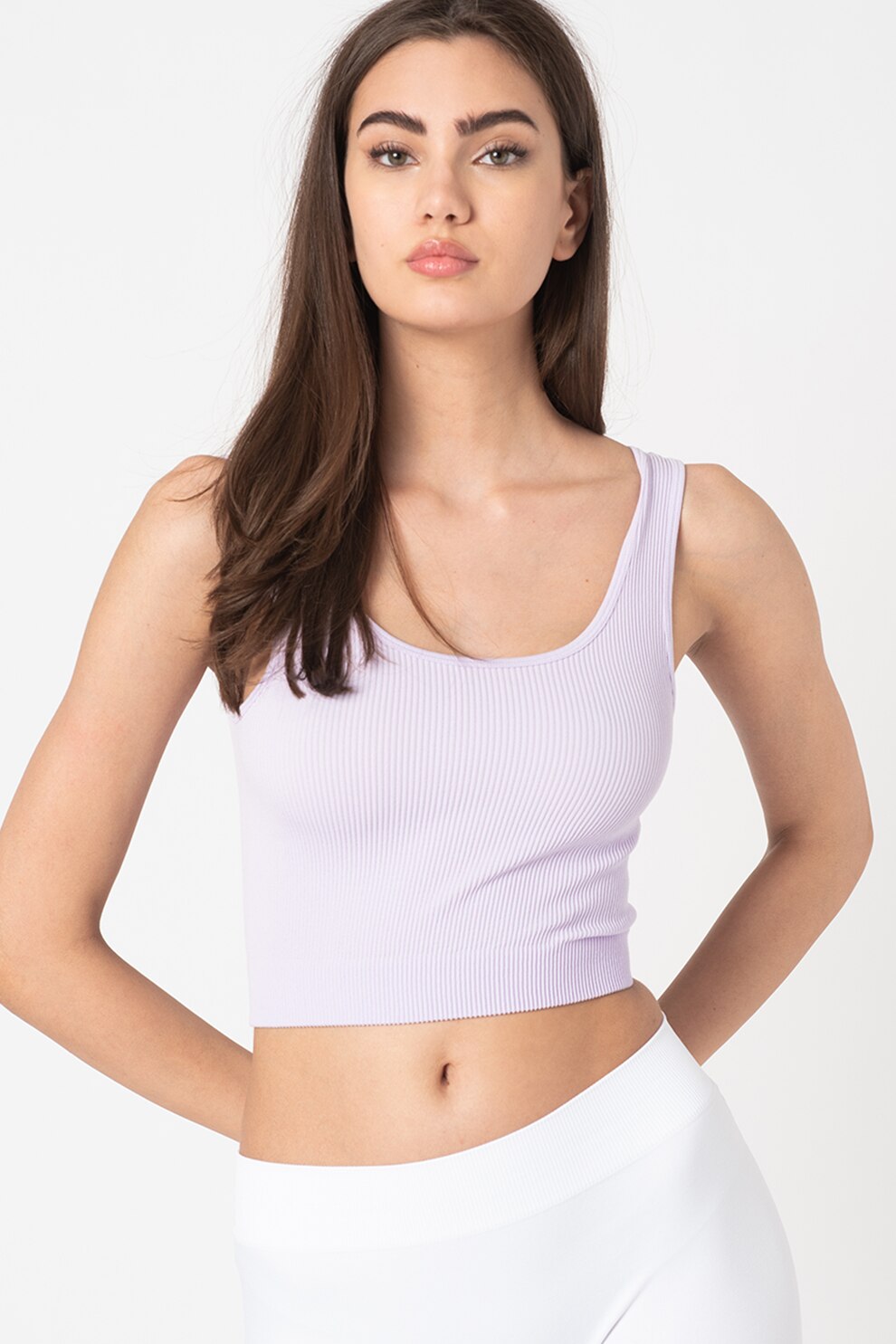 Vero Moda, Top crop cu aspect striat Eve, Lila
