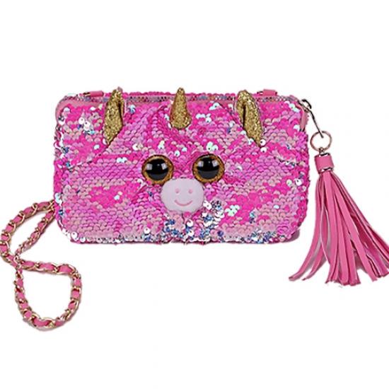 Poseta Ty Plush, Din plus, Cu paiete reversibile, Dreptunghiulara, Unicornul Fantasia