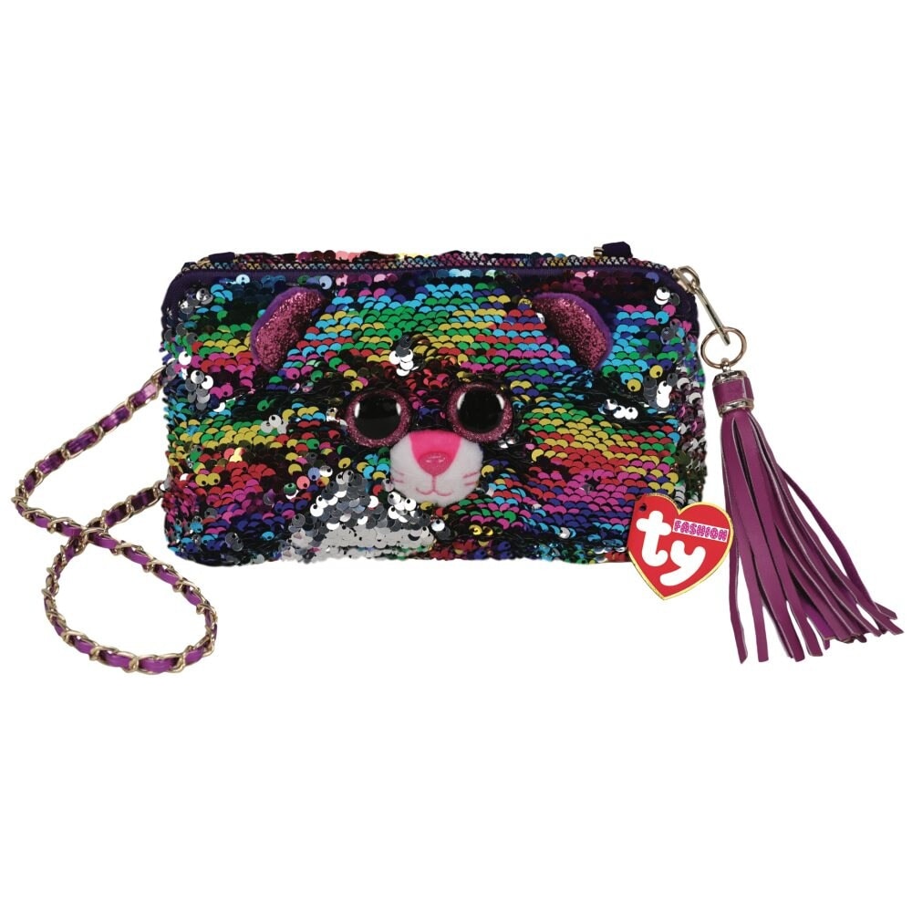 Poseta Ty Plus, Din plus, Cu paiete reversibile, Dreptunghiulara, Leopardul Dotty