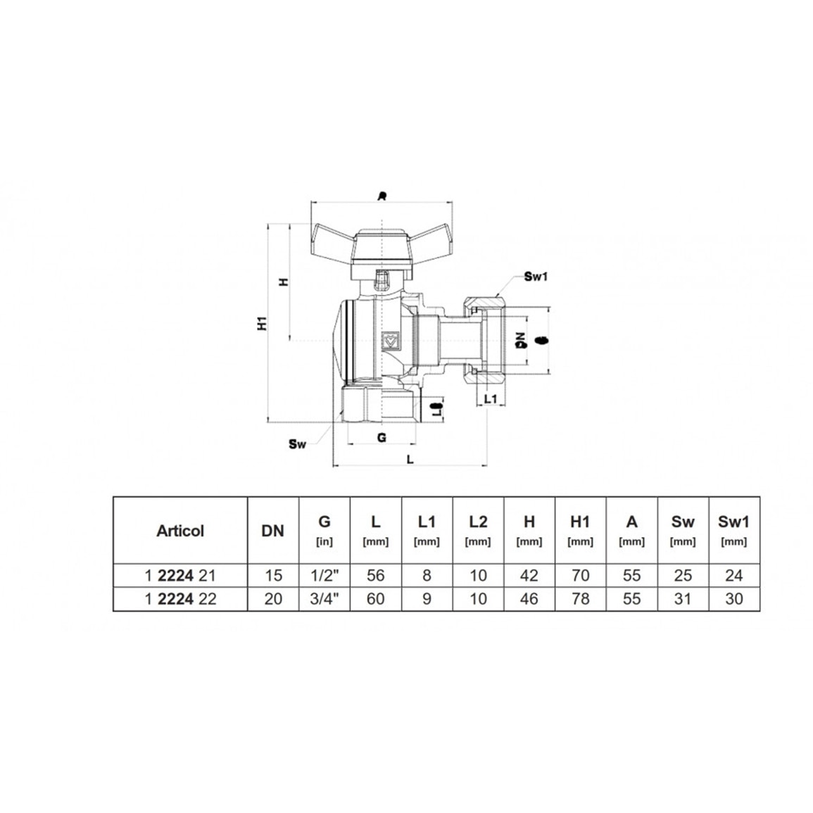 Robinet Sfera Cu Piulita Olandeza Herz, DN 15 (1/2''), PN25, Pentru ...