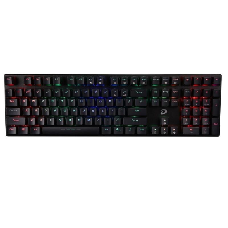 Tastatura gaming mecanica Dareu EK810 cu fir de 1.8m, conexiune USB, iluminat RGB, Switch-uri Red, Negru