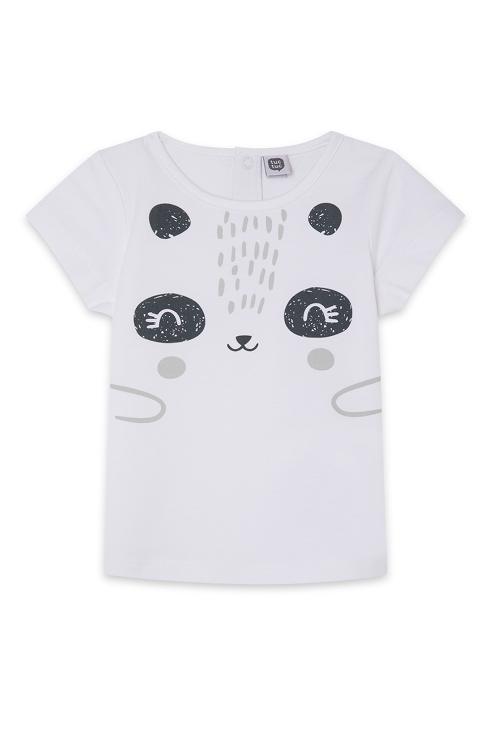 Tuc Tuc, Tricou din amestec de bumbac cu decolteu rotund, Alb/Negru/Gri