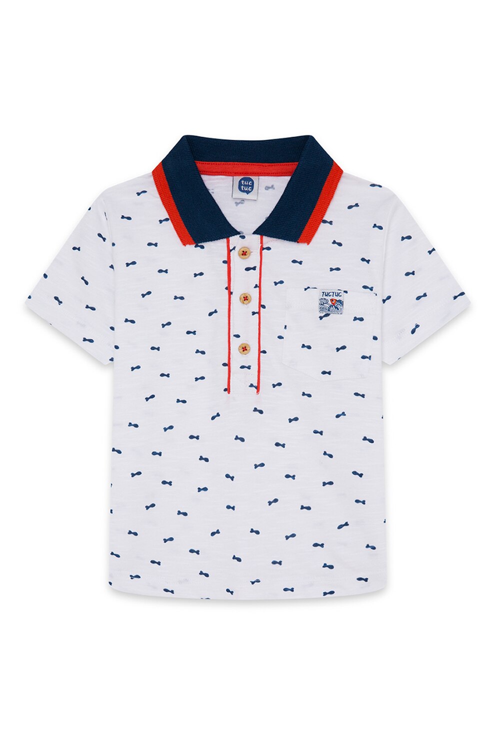 Tuc Tuc, Tricou polo cu imprimeu, Alb/Bleumarin