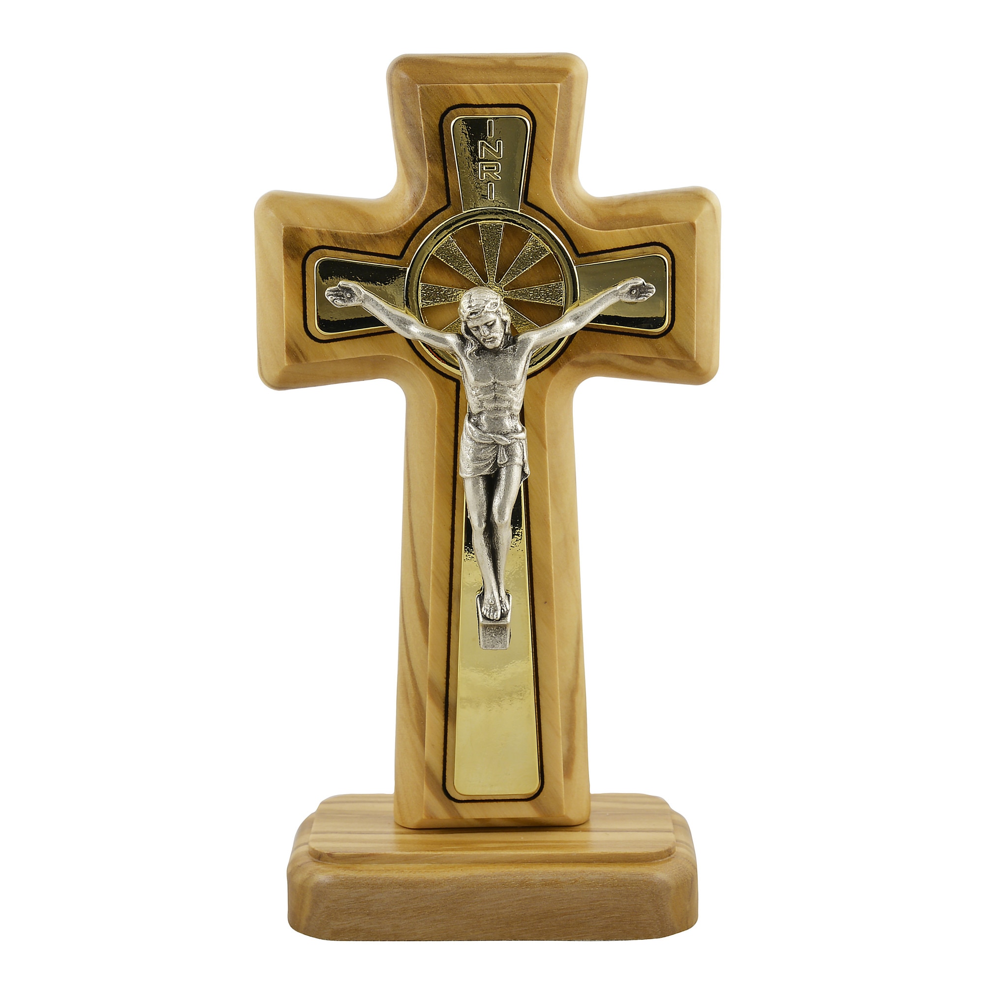 Cruce sculptata manual in lemn masiv de maslin cu corpul placat cu ...