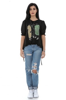 Bluza de dama, ROH, BR2409, asimetrica, cu imprimeu chic Bluza de dama, ROH, BR2409, asimetrica, cu imprimeu chic