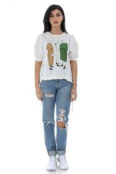 Bluza de dama, ROH, BR2410, asimetrica, cu imprimeu chic Bluza de dama, ROH, BR2410, asimetrica, cu imprimeu chic