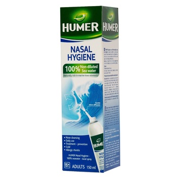 Spray cu 100% apa de mare pentru adulti Humer, 150 ml Spray cu 100% apa de mare pentru adulti Humer, 150 ml